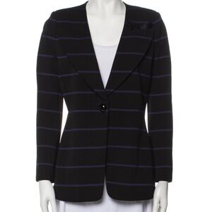 Giorgio Armani Black and Blue Striped Blazer